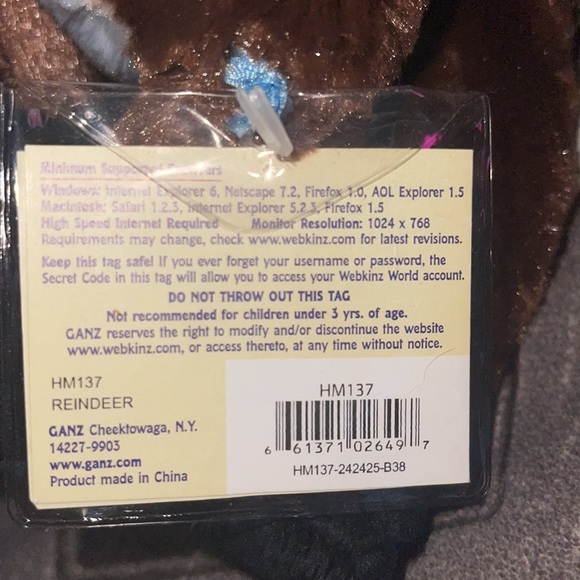 WEBKINZ Ganz REINDEER HM137 Hang/But tag no code stuffed animal … - Picture 6 of 12